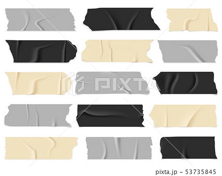 Scotch tape. Transparent adhesive tapes, sticky pieces. Isolated vector set 53735845