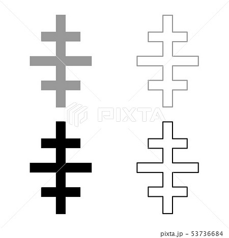 Cross papal roman church icon set black grey color 53736684