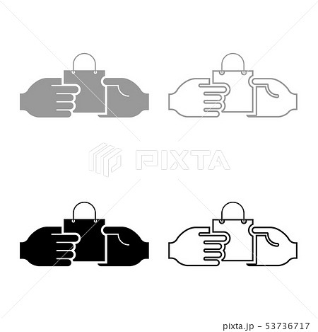Hand passes the package to the other hand Hand Hand passes the package to the other hand Hand 53736717