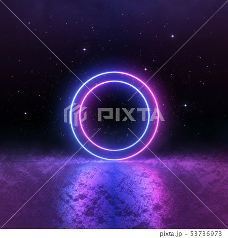 Sci Fi pink blue neon light, energy source, 3d render, abstract background 53736973