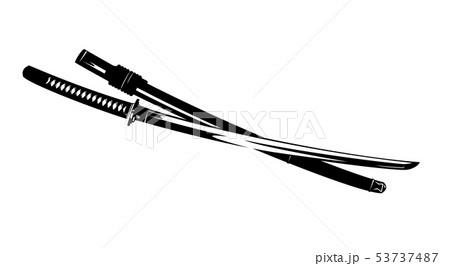 unsheathed katana sword and scabbard black vector 53737487
