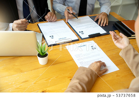 New staff candidate are in Job interview 53737658