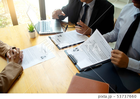 New staff candidate are in Job interview 53737660