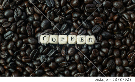 coffee roasted and text wood cube close up coffee roasted and text wood cube close up 53737928