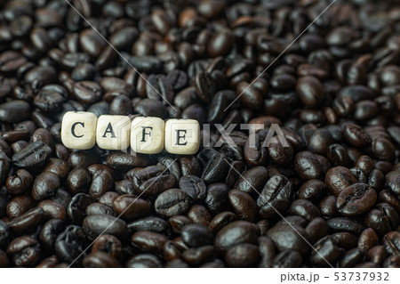 coffee roasted and text wood cube close up coffee roasted and text wood cube close up 53737932