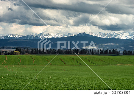 green meadow with roads , Tatra mountains green meadow with roads , Tatra mountains 53738804