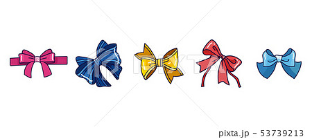 Set of different bows and ribbon knots. Hand drawn isolated 53739213