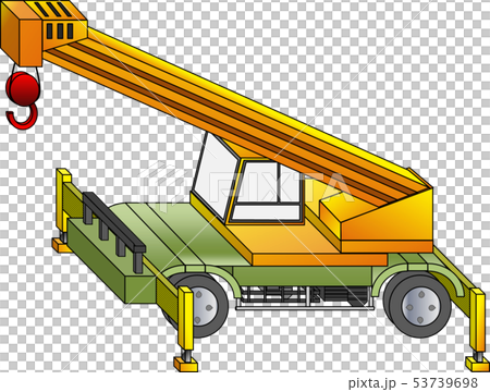 大型クレーン車 作業時 のイラスト素材
