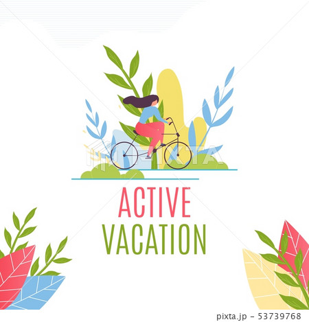 Active Vacation and Cycling Motivate Flat Banner 53739768