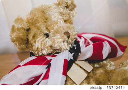 little teddy bear with USA flag - happy memorial day 53740454