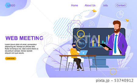Flat Banner is Written Web Meeting Landing Page. 53740912