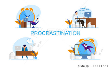 Illustration Inscription Set Procrastination.  53741724