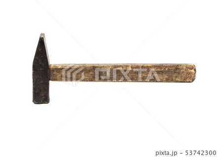 Metal Hammer with Wooden Handle isolated on white 53742300
