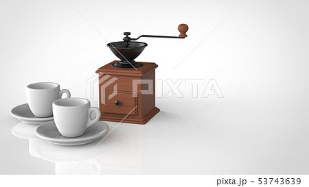 エスプレッソカップとコーヒーミル 左のイラスト素材