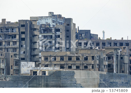 長崎_海から見た軍艦島 長崎_海から見た軍艦島 53745809