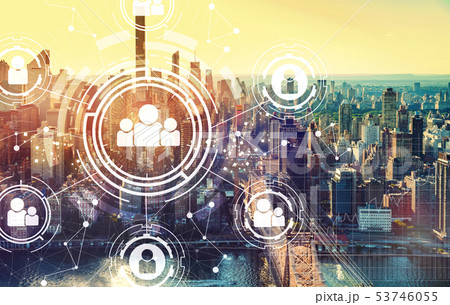 Social connections theme with New York City Social connections theme with New York City 53746055