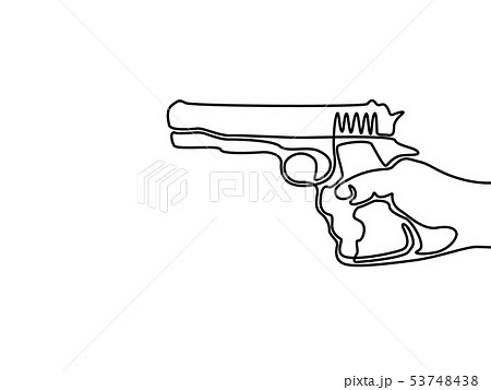 One line drawing hand holding the pistol. Vector illustration  53748438
