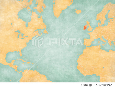 Map of North Atlantic Ocean - Ireland 53748492