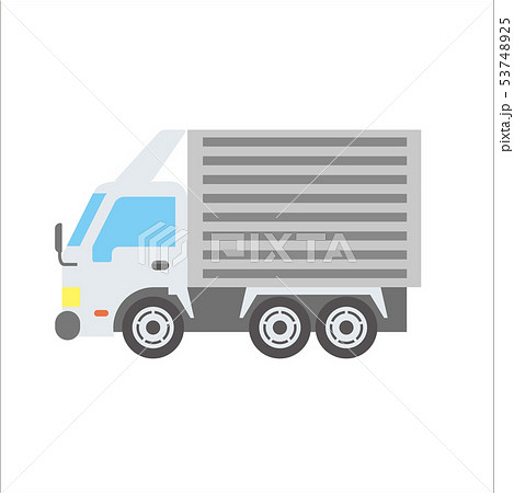 働く車のイラスト 自動車 大型トラック デフォルメ コミック アニメ調 ベクターデータのイラスト素材