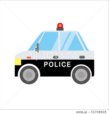 働く車のイラスト 自動車 パトカー 警察車両 デフォルメ コミック アニメ調 ベクターデータのイラスト素材