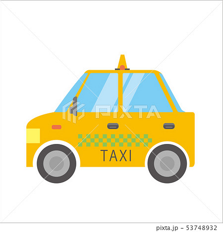 働く車のイラスト 自動車 タクシー デフォルメ コミック アニメ調 ベクターデータのイラスト素材