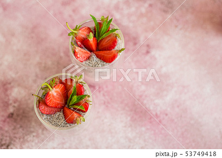 Beautiful and tasty dessert with strawberry  53749418