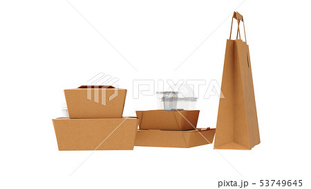 Packaging food box cardboard brown open and closed, front view Packaging food box cardboard brown open and closed, front view 53749645