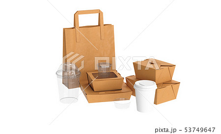 Packaging food box cardboard brown open and closed 53749647