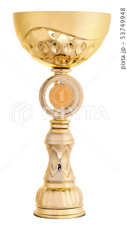 the golden trophy isolated on white background 53749948