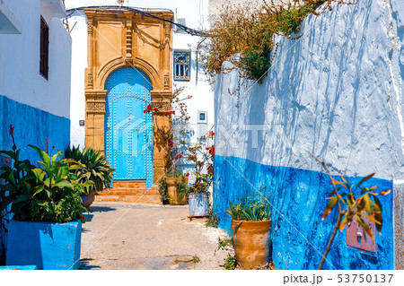 Blue and White Street in the Kasbah of the Udayas 53750137
