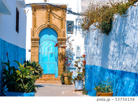 Blue and White Street in the Kasbah of the Udayas 53750139
