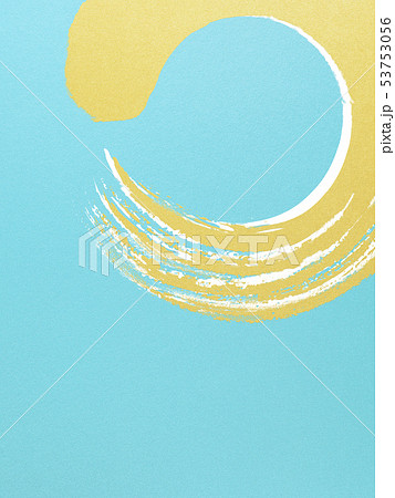 背景 和 和風 和柄 和紙 夏 水色 金 波 円 筆のイラスト素材