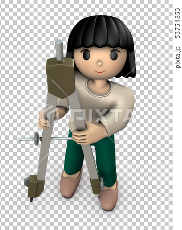 Girl holding a big compass 53754853