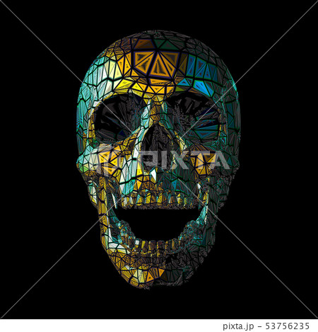 Colorful stylized polygonal skull on black BG 53756235