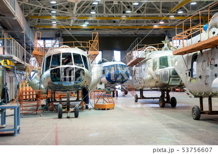 Mi-8 helicopter during maintencance and repair 53756607