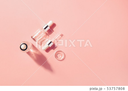 Hyaluronic acid, botulin, serum in vials. Concept of cosmetic surgery for facial rejuvenation. Hyaluronic acid, botulin, serum in vials. Concept of cosmetic surgery for facial rejuvenation. 53757808