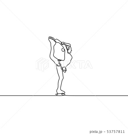 Continuous One Line Woman Figure Skater Vectorのイラスト素材