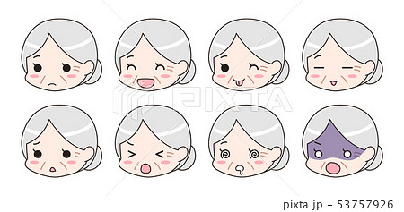喜怒哀楽 表情セット シニア女性のイラスト素材