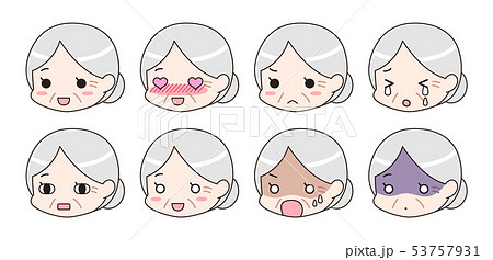喜怒哀楽 表情セット シニア女性のイラスト素材