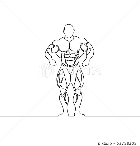 Continuous line bodybuilder. Vector illustration. Continuous line bodybuilder. Vector illustration. 53758205