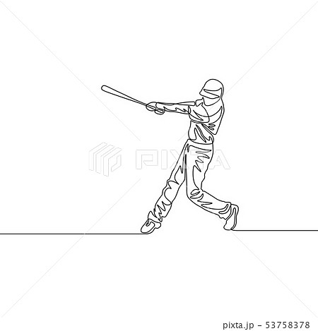 Continuous line baseball pitcher going to throw - Stock Illustration  [53758379] - PIXTA