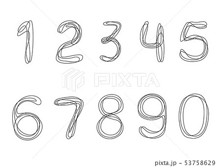 Continuous one line drawing Numbers from 0 to 9.のイラスト素材 ...