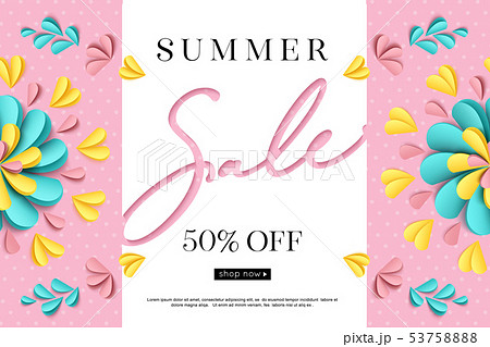 Vector summer sale banner design. Paper style. 53758888