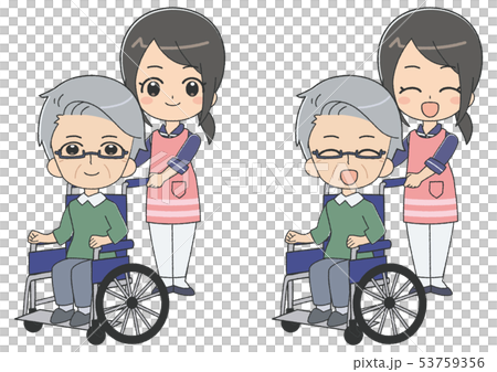 Female Carer Senior Man - Stock Illustration [53759356] - Pixta