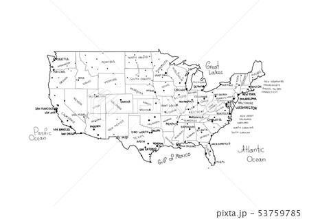 USA map vector. Hand drawned vector illustration 53759785
