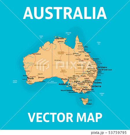 Vector Map Of Australia With States Cities のイラスト素材