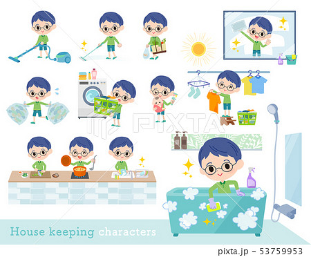 Green clothing glasses boy_housekeeping Green clothing glasses boy_housekeeping 53759953