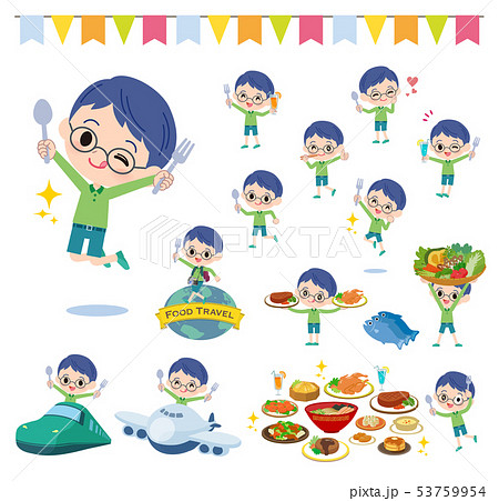 Green clothing glasses boy_food festival Green clothing glasses boy_food festival 53759954