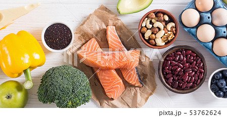 Keto diet . Healthy background . 53762624