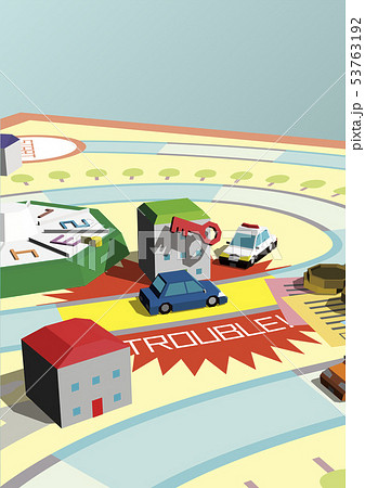 ベクター　イラスト　デザイン　ai　eps　ボードゲーム　人生　トラブル　空き巣　強盗　パトカー 53763192